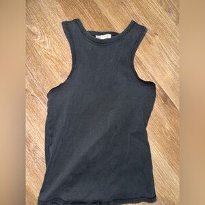 Zara Charcoal Ribbed Knit Top